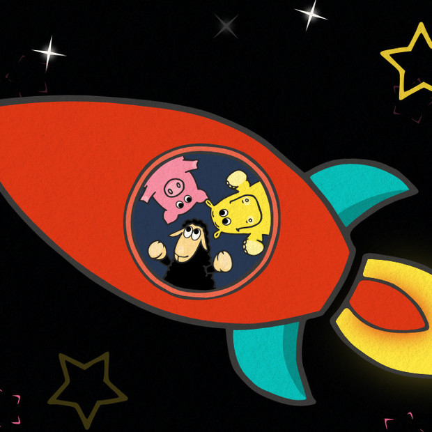 space sheep - vesmír - zvířátka - raketa