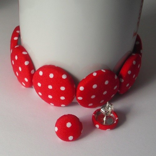 Buttonkový set červený puntík