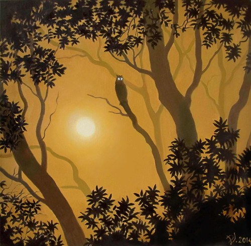 Noční hlídka - olejomalba 50 x 51 cm