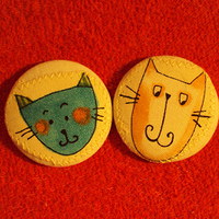 Buttonky knoflíčkové s kočičandama