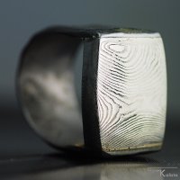 Kovaný prsten damasteel - Block