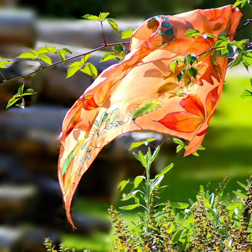 Hedvábný šátek - Podzimní listí