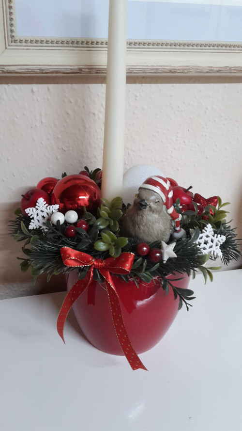 Vanoční svícen s vrabčákem — foto 1