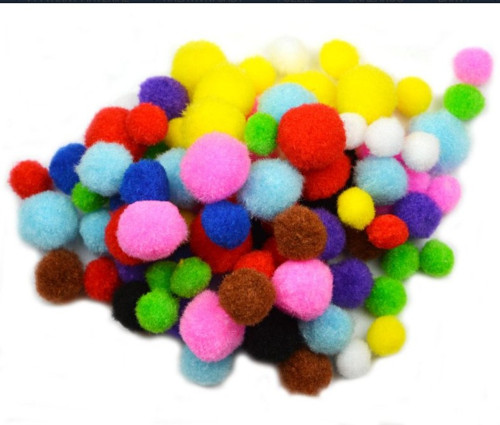 Bambulky Pom-pom 100 ks, mix barev a velikostí