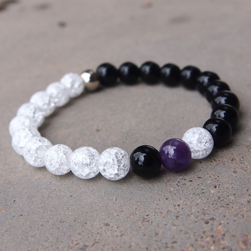 Minerální náramek ametyst, onyx, křišťál