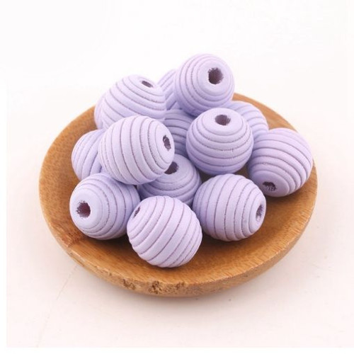 Dřevěné korálky vroubkované 18mm(10ks)-purple