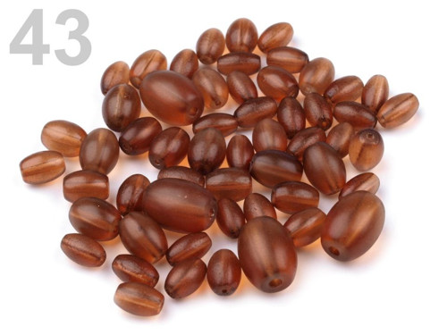 Skleněné korálky matné OLIVY 4-12mm (20g) -hnědá