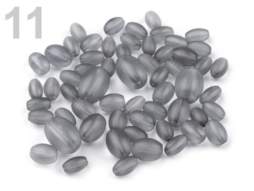 Skleněné korálky matné OLIVY 4-12mm (20g)-šedá