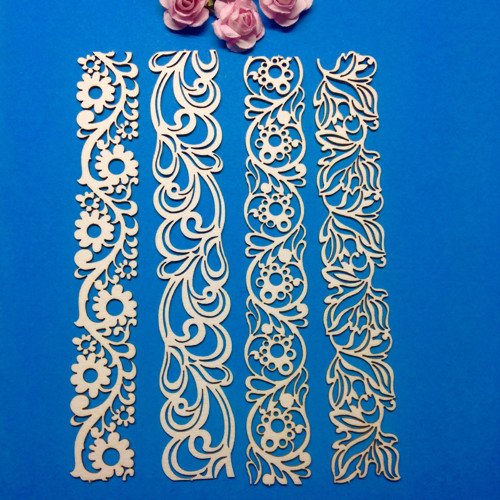 Dekorace- sada 4 ks, chipboard 14 x 2 cm — foto 1