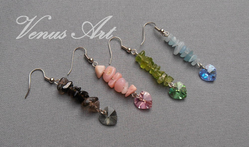 Náušnice s minerály Swarovski srdíčko