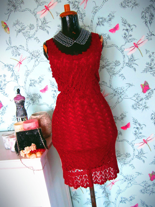 Háčkované šaty red wine — foto 1