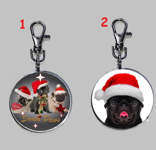 MOPSÍK VÁNOČNÍ PŘÍVĚSEK NA KLÍČE