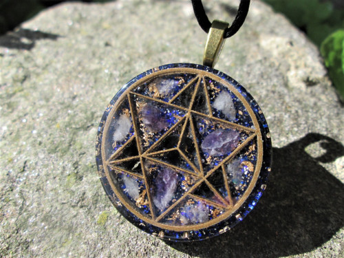 Org. šperk ,, Merkaba meditace " s ametysty — foto 1