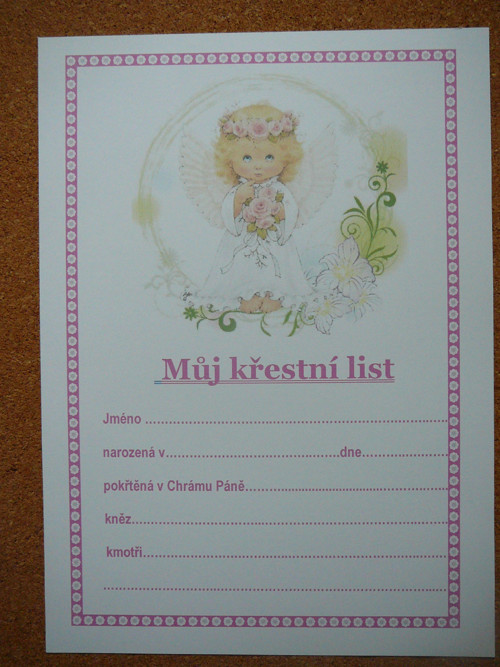 Listina ke křtu — foto 1