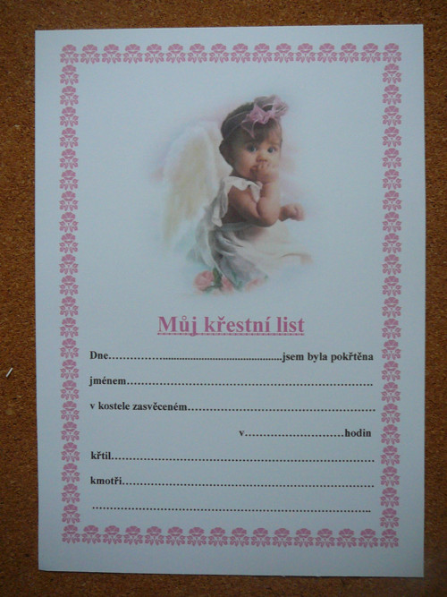 Listina ke křtu — foto 1