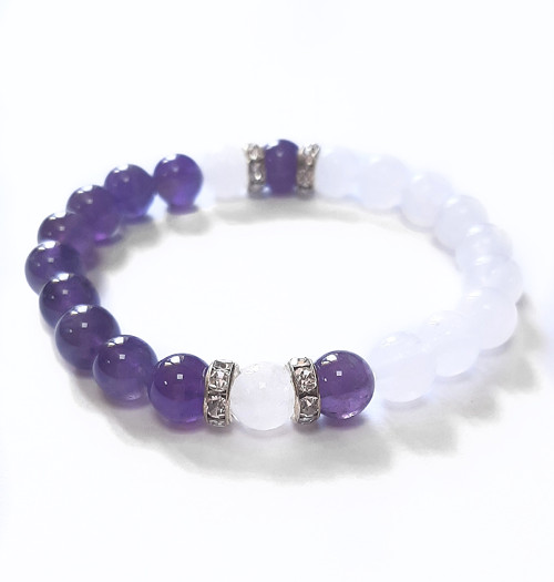 Náramek ametyst s jadeitem