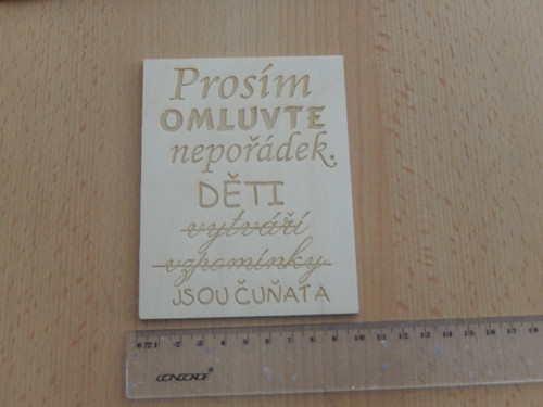 Omluvte nepořádek - dřevěná cedulka