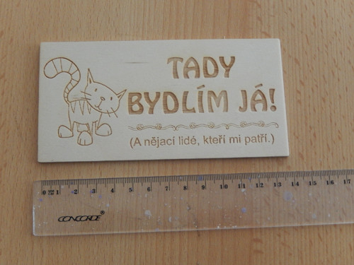 Tady bydlím já, kočička - dřevěná cedulka