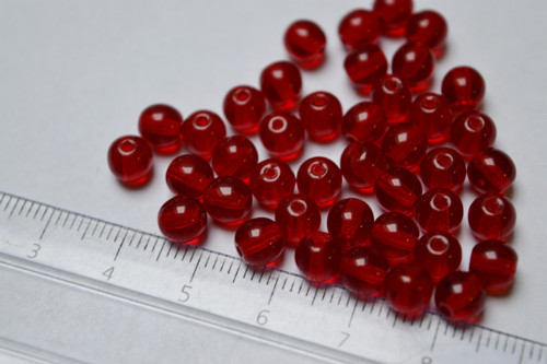 Červené průsvitné kuličky 6 mm ...... 50 ks
