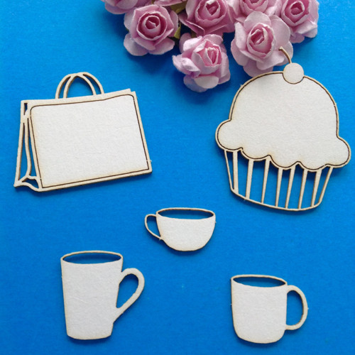 Dekorace 5 ks , chipboard (CH)
