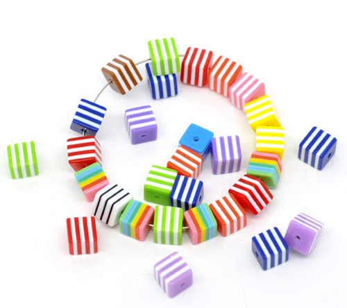 Kostky pruhované /plast/8x8mm/ MIX/ 200ks