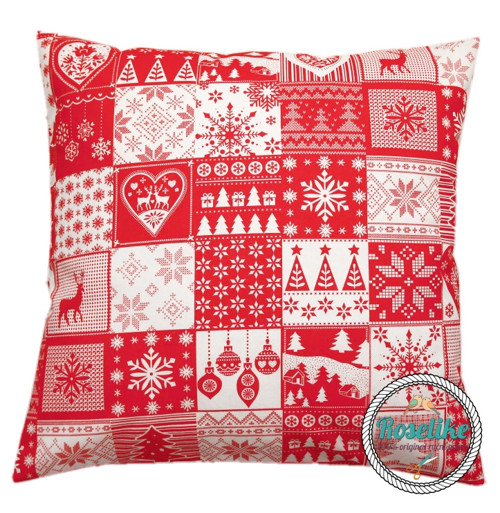 Vánoční povlak na polštář Červený patchwork — foto 1