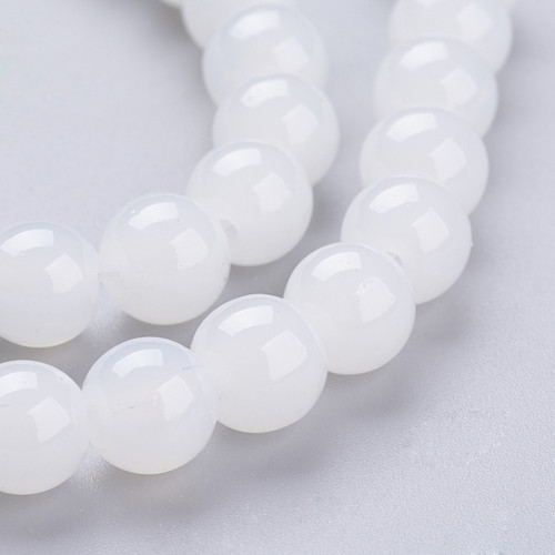 Korálky Jadeit - imitace bílé 8mm/20ks