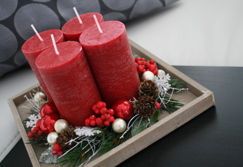 Adventní svícen do červena malý — foto 1