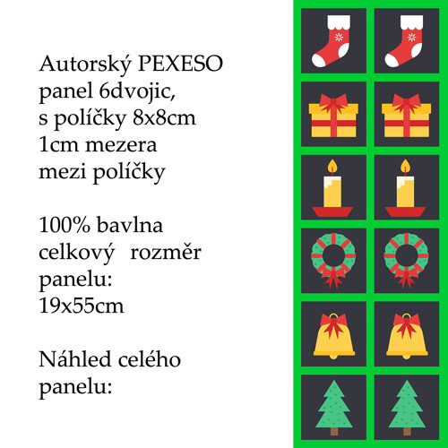 PEXESO panel 8x8cm, 6 dvojic: VÁNOČNÍ — foto 1