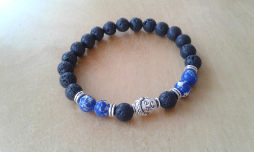 Buddha náramek láva + regalit (jaspis)