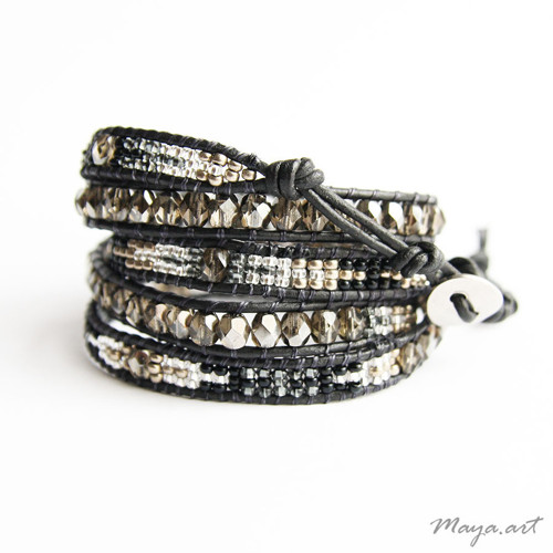 Stříbrnočerný náramek WRAP BRACELET