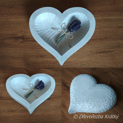 Miska srdce 20 x 18 cm bílé starobylé