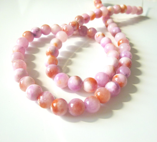 Perský jadeit 6mm růžovo oranžovo bílý/10 ks