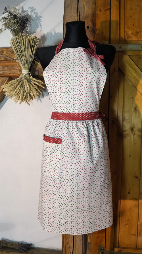Zástěrka drobná srdíčka v kytičce. — foto 1