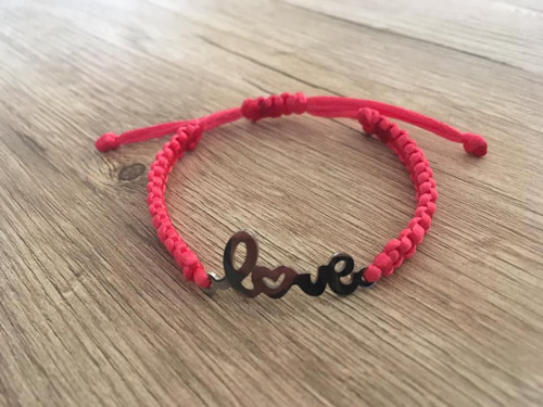 Růžový náramek Love - chir.ocel — foto 1