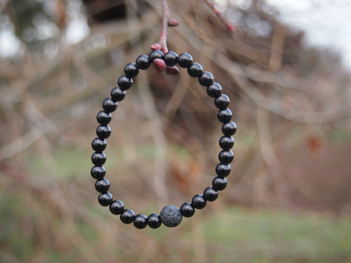 Minerální náramek - láva a onyx