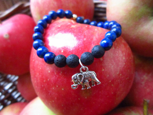 Náramek se slonem, lapis lazuli a láva