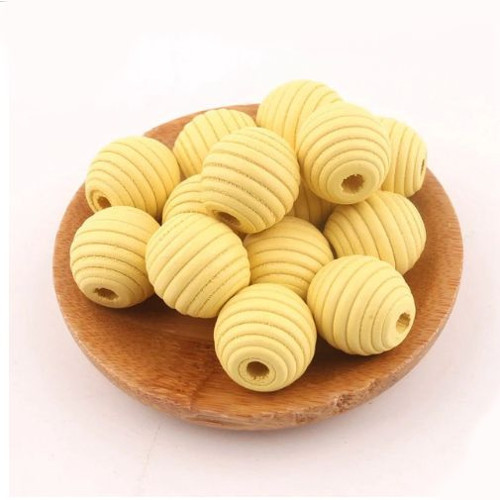 Dřevěné korálky vroubkované 18mm(10ks)-yellow