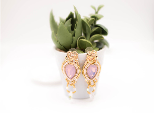 Soutache náušnice Rose