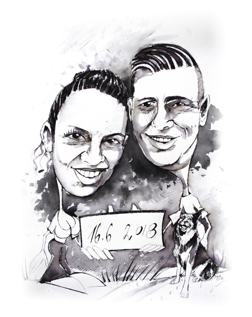 Dvojkarikatura A3, podle Vaši fotografie/or.Dlabal