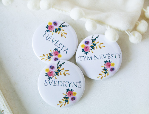 Placka button svatební - kytičky — foto 1