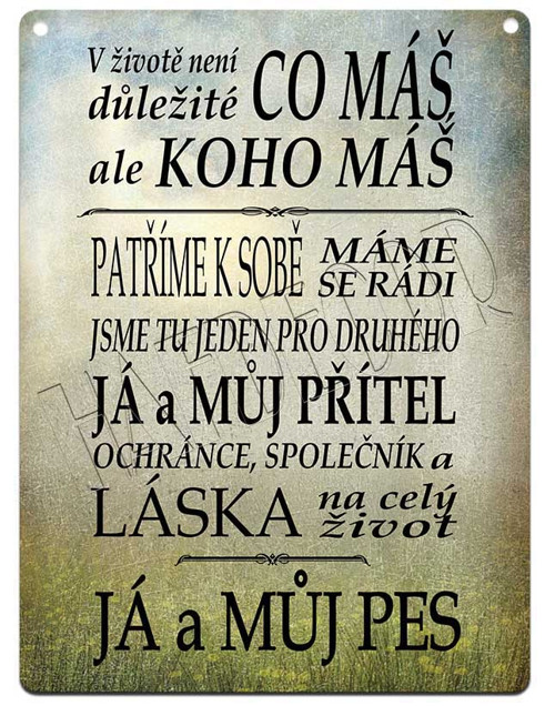 Plechová cedulka "Koho máš"