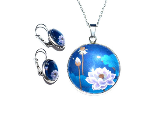 Souprava leknín bílý na modré