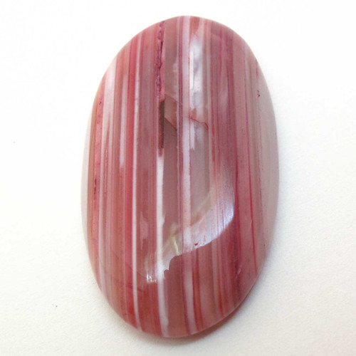Kabošon růžový pruhovaný achát ovál 42mm
