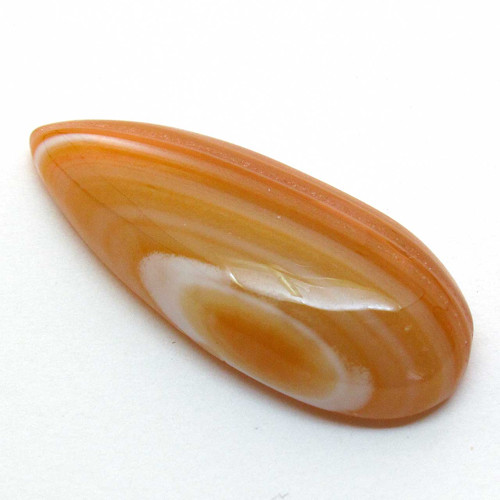 Kabošon oranžový pruhovaný achát kapka 40mm