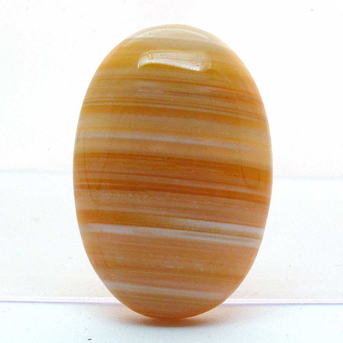 Kabošon oranžový pruhovaný achát ovál 31mm