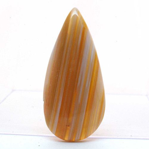 Kabošon oranžový pruhovaný achát kapka 43mm