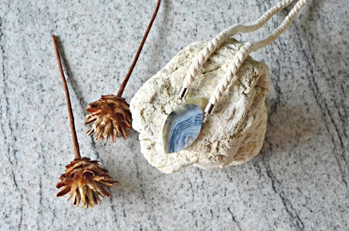Náhrdelník Silver Rope Striped Agate — foto 1