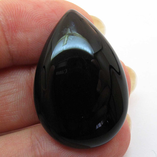Kabošon černý onyx kapka 32mm — foto 1
