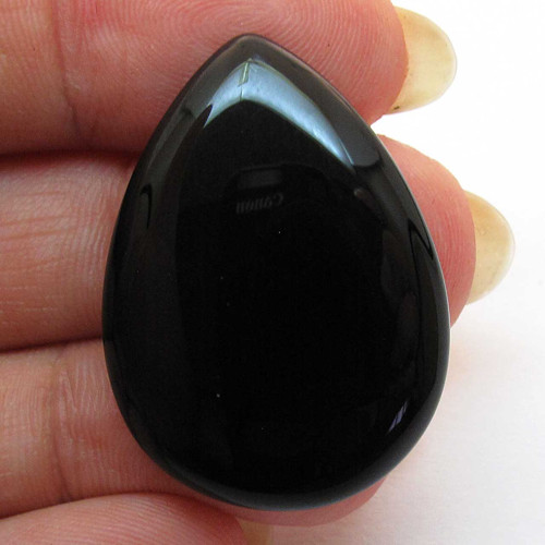 Kabošon černý onyx kapka 31mm — foto 1